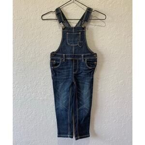 Toughskins Girls Dark Wash Denim Jean Overalls Sz 3T